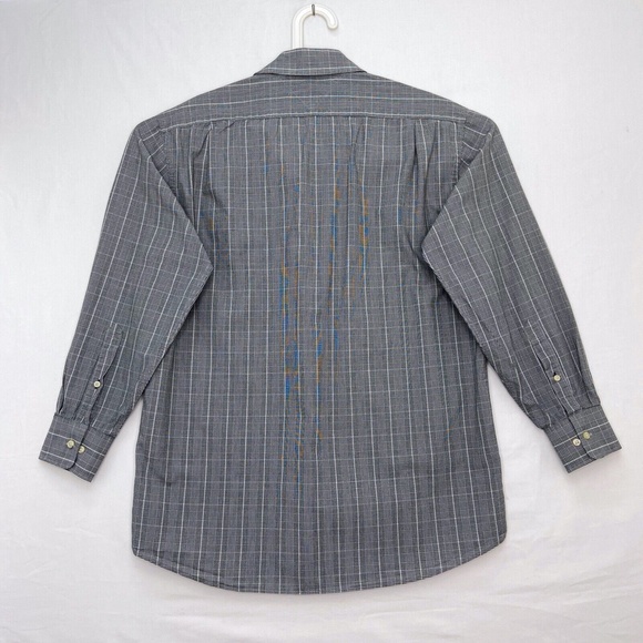 Tommy Hilfiger Mens Medium Button Front Shirt Black and White Plaid Long Sleeves - Picture 2 of 4